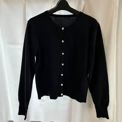THE SHOP TK 長袖 クルーネック カーディガン ブラック L
