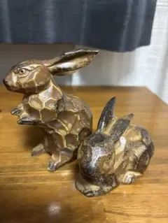 うさぎのミニインテリア置物 陶器 アンティーク品