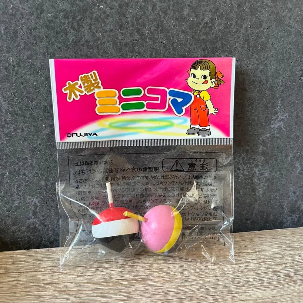 レトロ 不二家 ペコちゃん 木製ミニコマ 2個セット