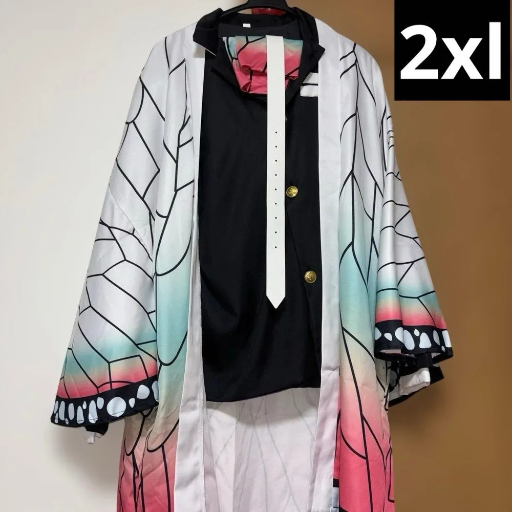 Demon Slayer: Kimetsu ไม่มี Yaiba Shinobu Kocho คอสเพลย์เครื่องแต่งกาย 2XL ขนาด