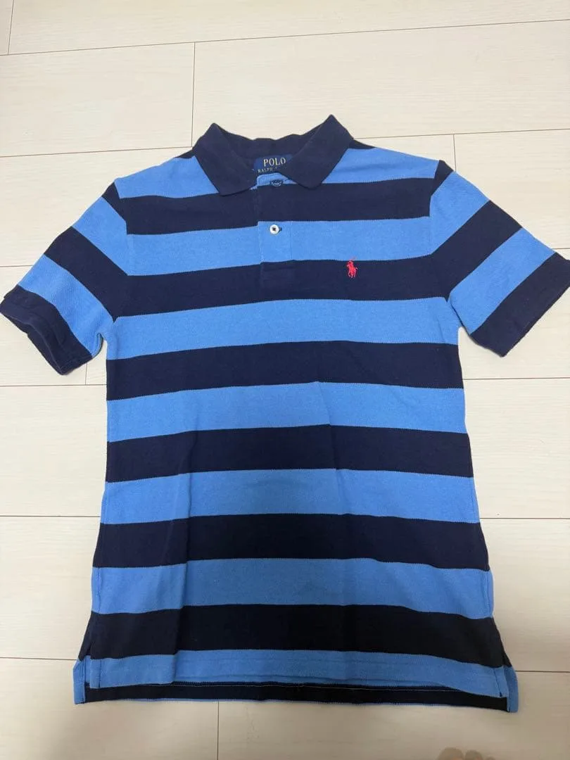 Polo Ralph Lauren ボーダー ポロシャツ ネイビー ライトブルー