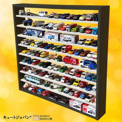 ブラック色 ミニカー コレクション 収納 ディスプレイ ラック シェルフ 日本製