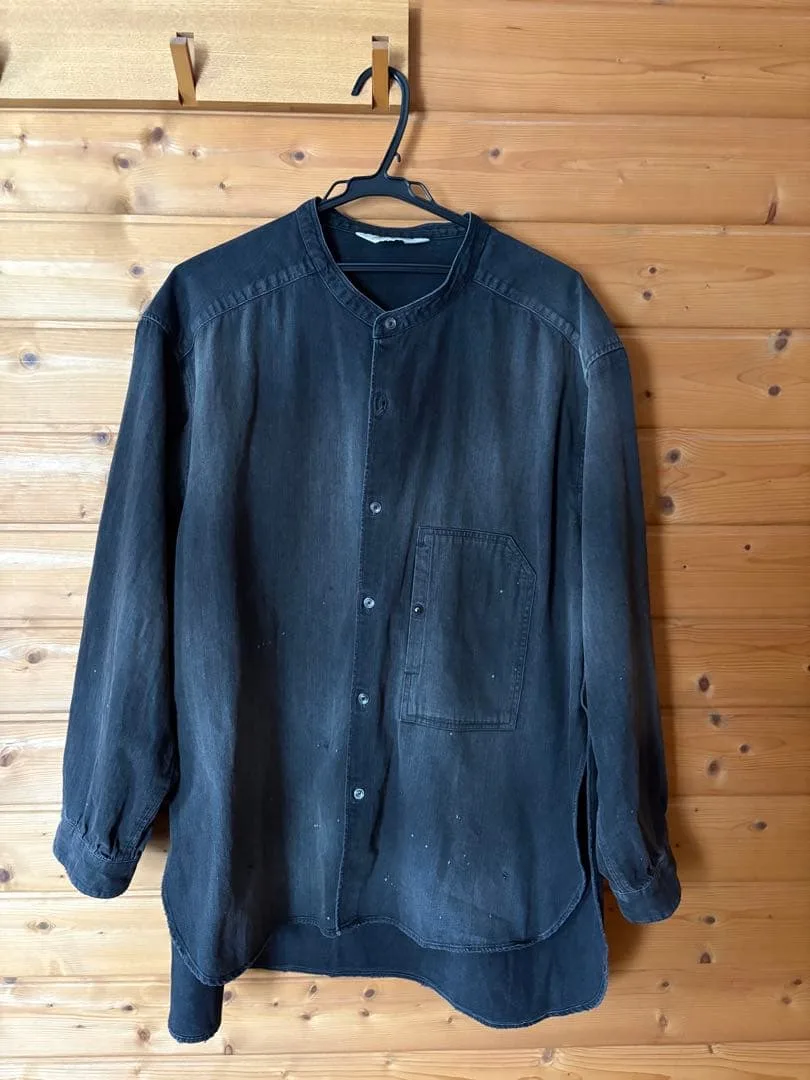 Ancellm サイズ1 DENIM BAND COLLAR SHIRT