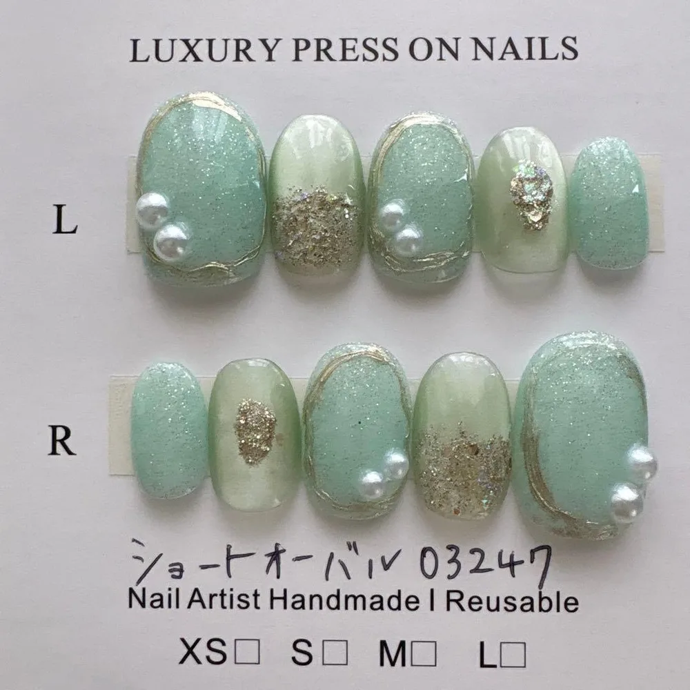 41.ネイルチップ ショートオーバル マグネットネイル ニュアンス 囲みネイル
