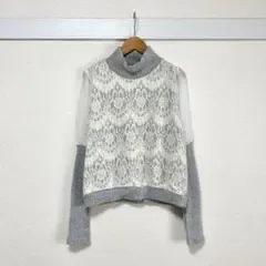 ドールアップウップス レース切替 ドッキングニット グレー F パフスリーブ