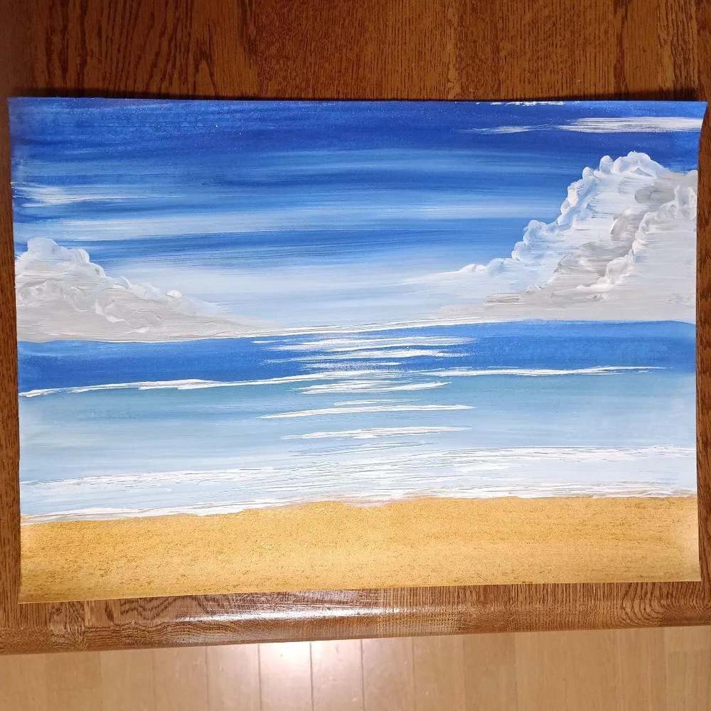 風景画 アート 手描き 海辺の景色