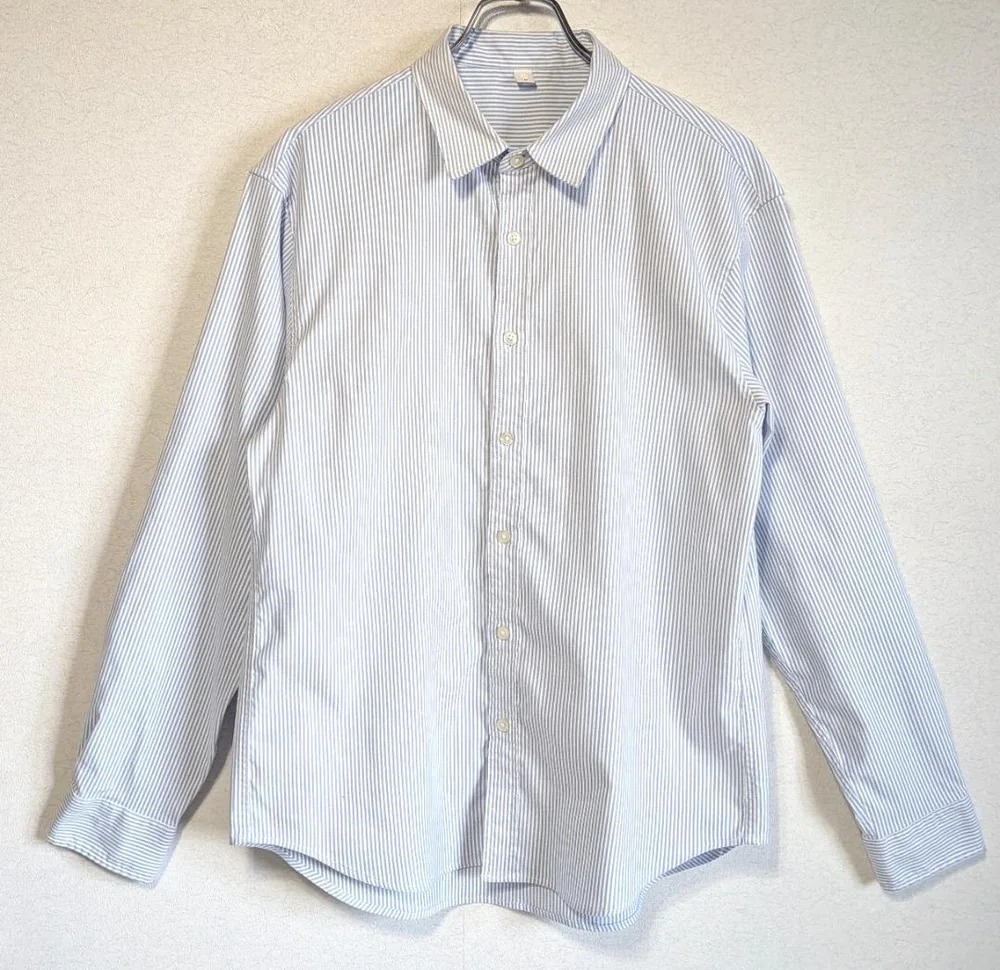 美品 GLOBAL WORK ストライプ 長袖シャツ M ブルー