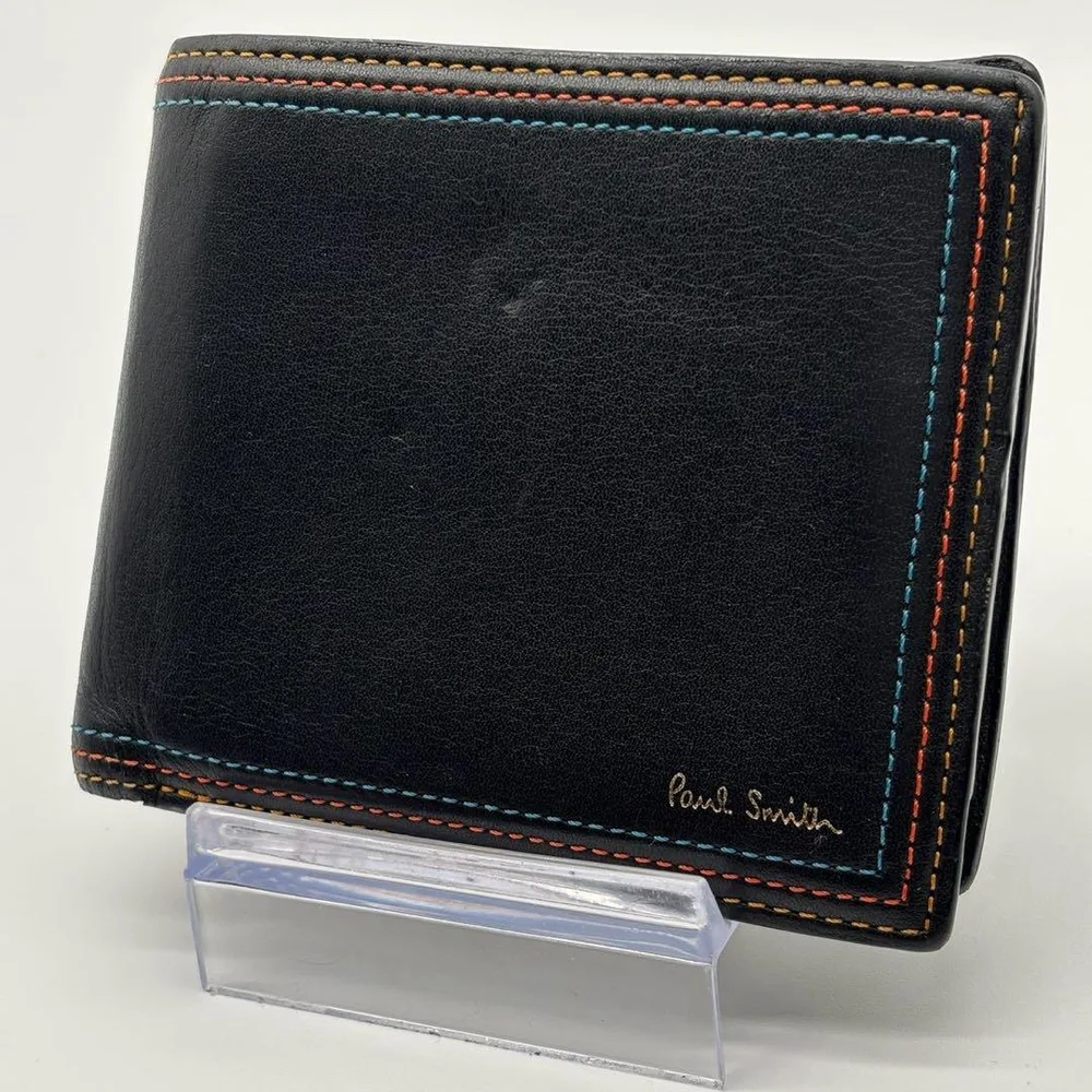 Paul Smith 二つ折り財布 ブラック マルチステッチ