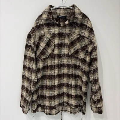 ⭐️ パクサン チェック シャツ レギュラーカラー長袖 茶 ポリ M デート