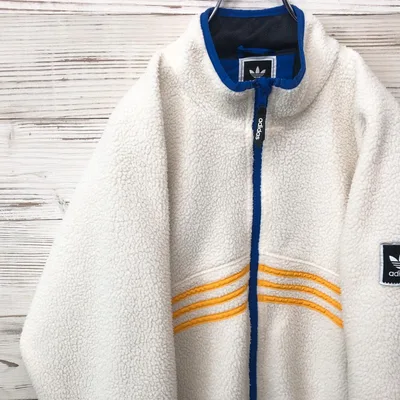 美品 アディダスオリジナルス ボアジャケット フリースジャケット 白 L