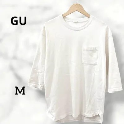 【ジーユー】Tシャツ 7分袖 白 ポケット シンプル ナチュラル 肌ざわり◎ M