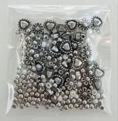 ハンドメイド ハート フラワー メタルビーズ アソートセット