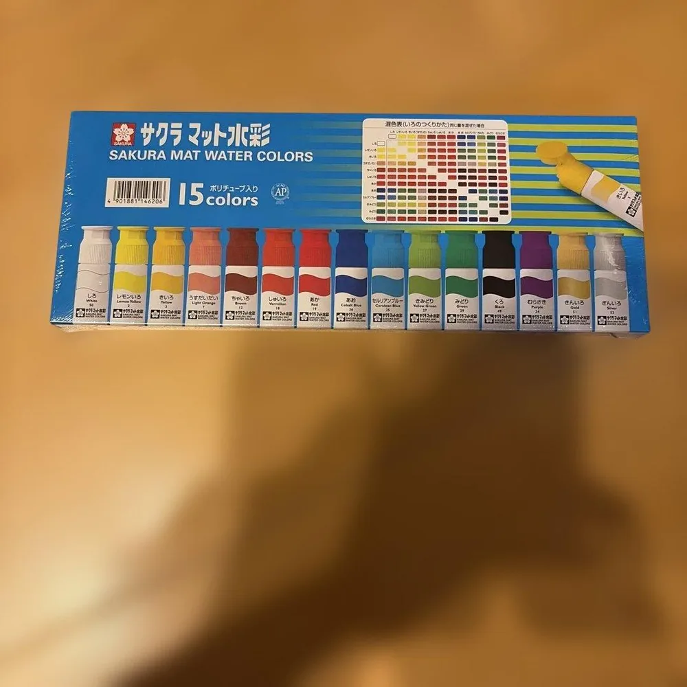 ใหม่และไม่ได้ใช้⭐︎สีน้ำซากุระแมตต์ 15 สีในหลอดโพลี