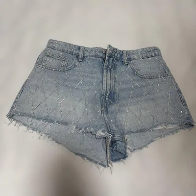 ZARA ラインストーン デニムショートパンツ EUR38