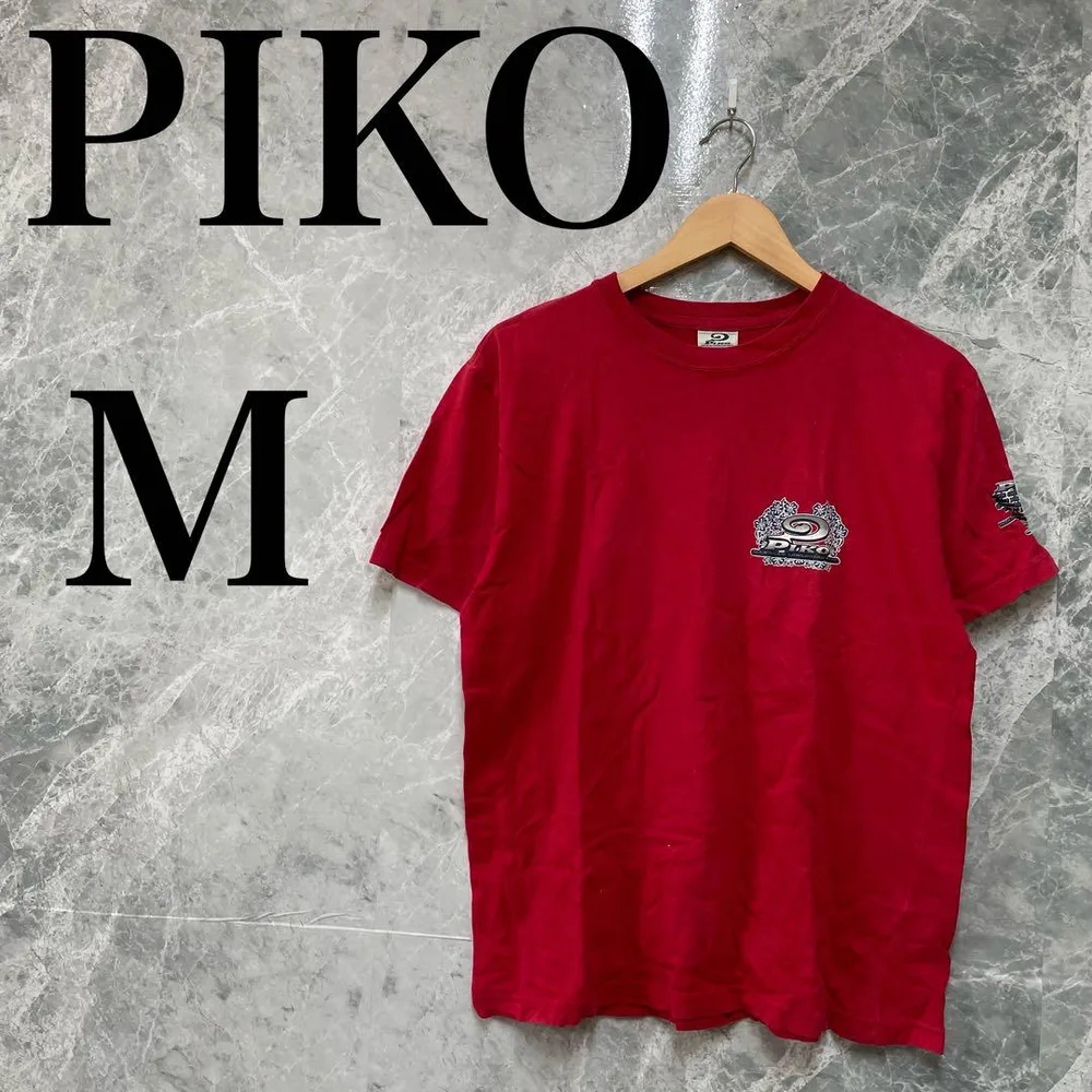 PIKO メンズ M レッド Tシャツ ロゴプリント 半袖 古着