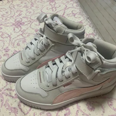 รองเท้าผ้าใบ PUMA High Cut สีขาวชมพู