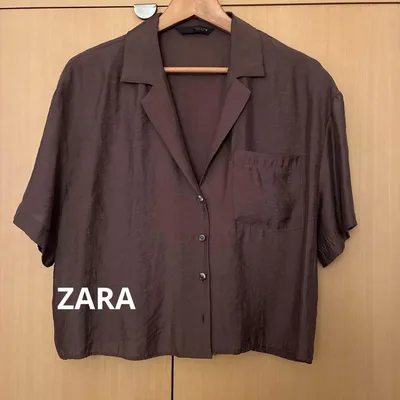 美品 ZARA ブラウン 半袖シャツ