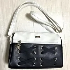 ショルダーバッグ モノトーン ハート リボン 子供 キッズ