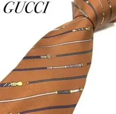 GUCCI ネクタイ ブラウン ステッキ柄