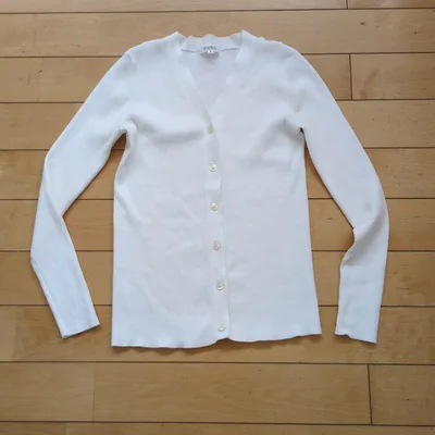 PLST เสื้อคาร์ดิแกนลายนูนแขนยาว สีขาว M
