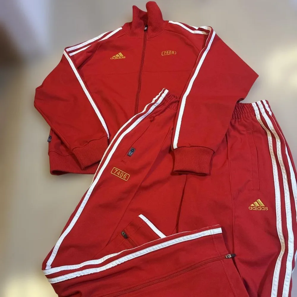 adidas アディダス ジャージ上下セット レッド 7406ビンテージ