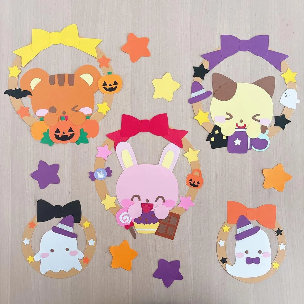 ハロウィン 壁面飾り 保育園 幼稚園 施設 秋 リース 壁面 保育 10月おばけ