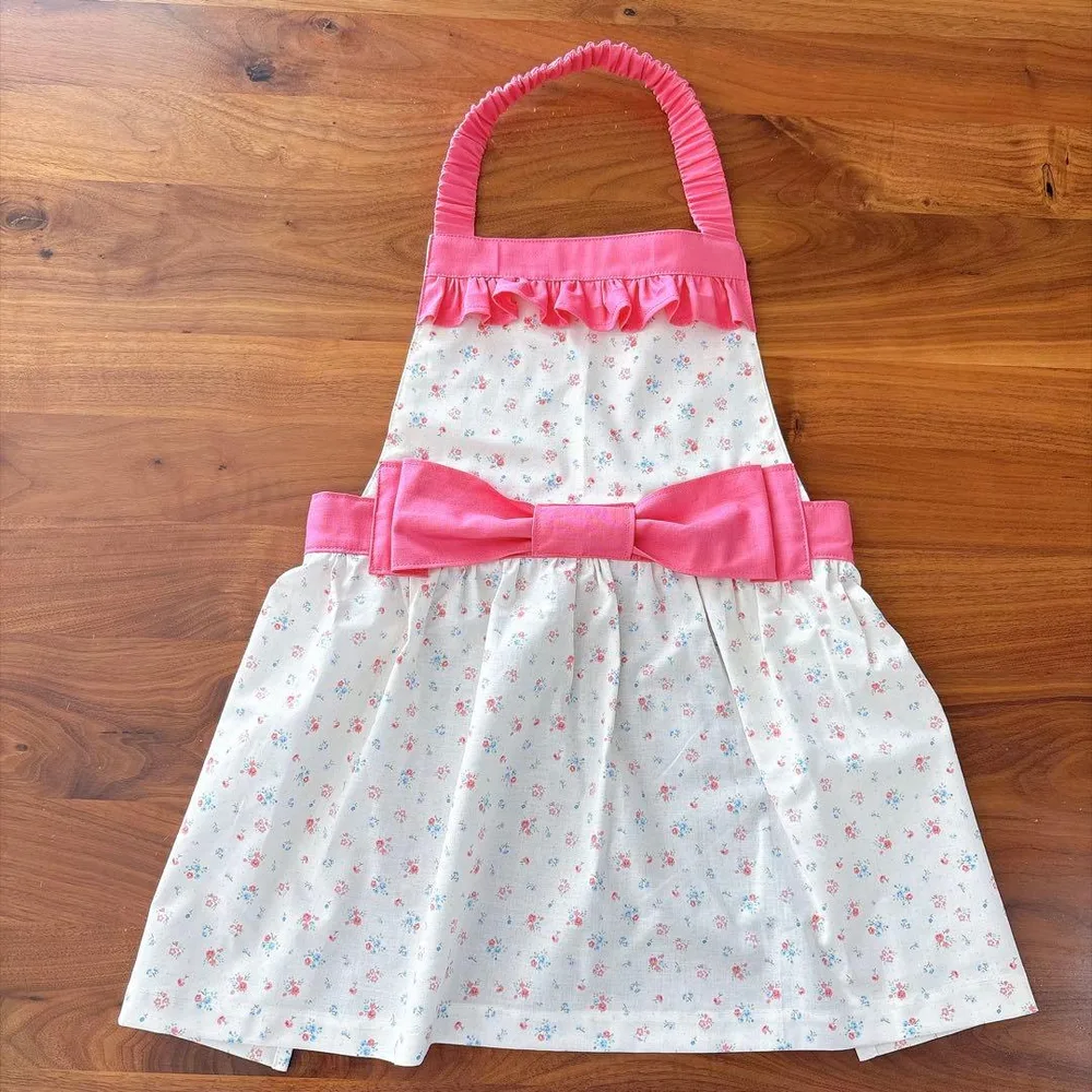 ami♡sweety様専用 キッズエプロン 花柄 リボン ピンク