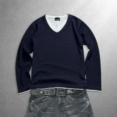 00s archive fake layered border knit sew