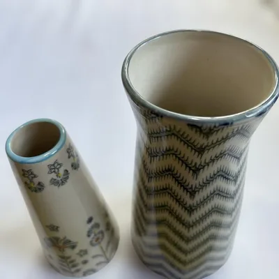 陶器製 フラワーベース 2点セット