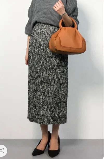 【美品•plage】ツイード調 ロングタイトスカート