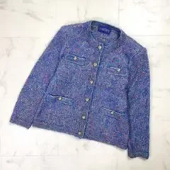HIROMI ツイード風ミックスハンドニットカーディガン M~L*PD87