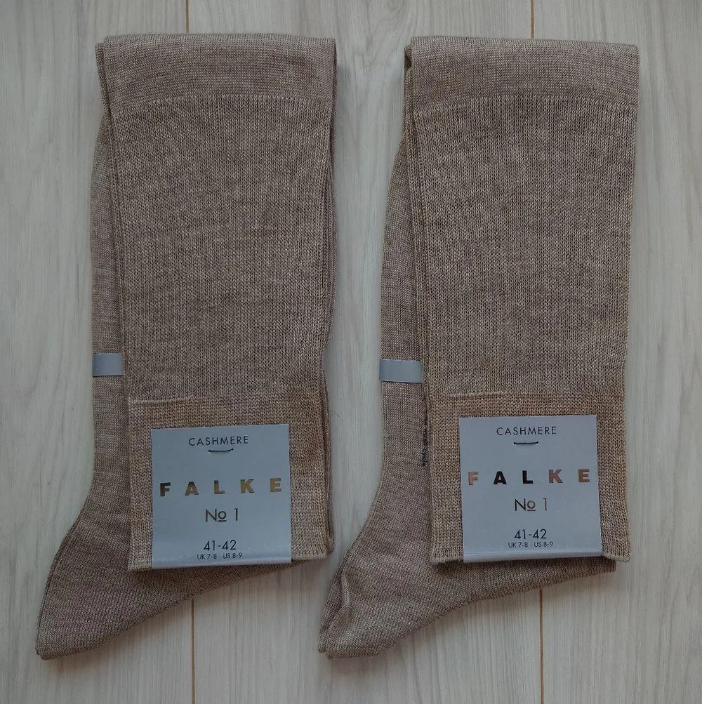 FALKE No 1 カシミヤハイソックス 41-42 ベージュ 2足セット