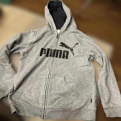 PUMA キッズ ジップアップパーカー グレー150