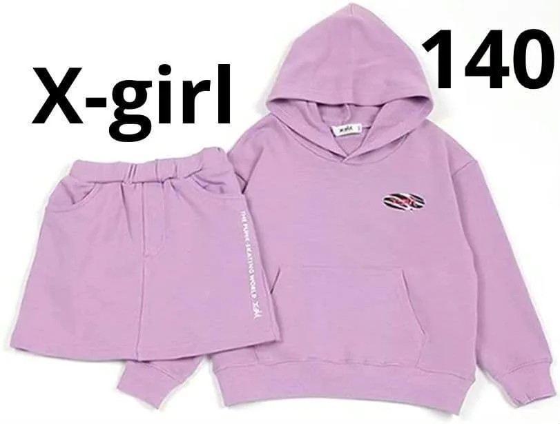 【完売品】X-girl Stages 140 セットアップ パーカー 紫 ロゴ