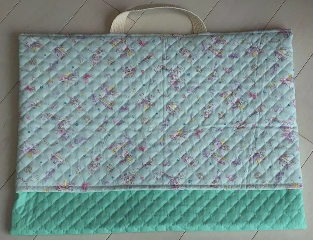 ハンドメイド 防災頭巾カバー 背もたれタイプ ミントグリーン ユニコーン