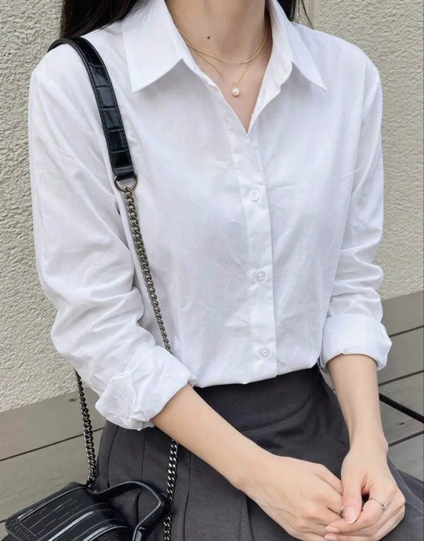 SHEIN DAZY ホワイト長袖シャツ Lサイズ 11059315
