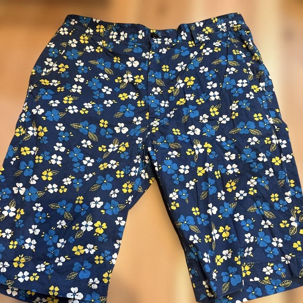 BEAMS HEART 花柄 ショートパンツ ネイビー L