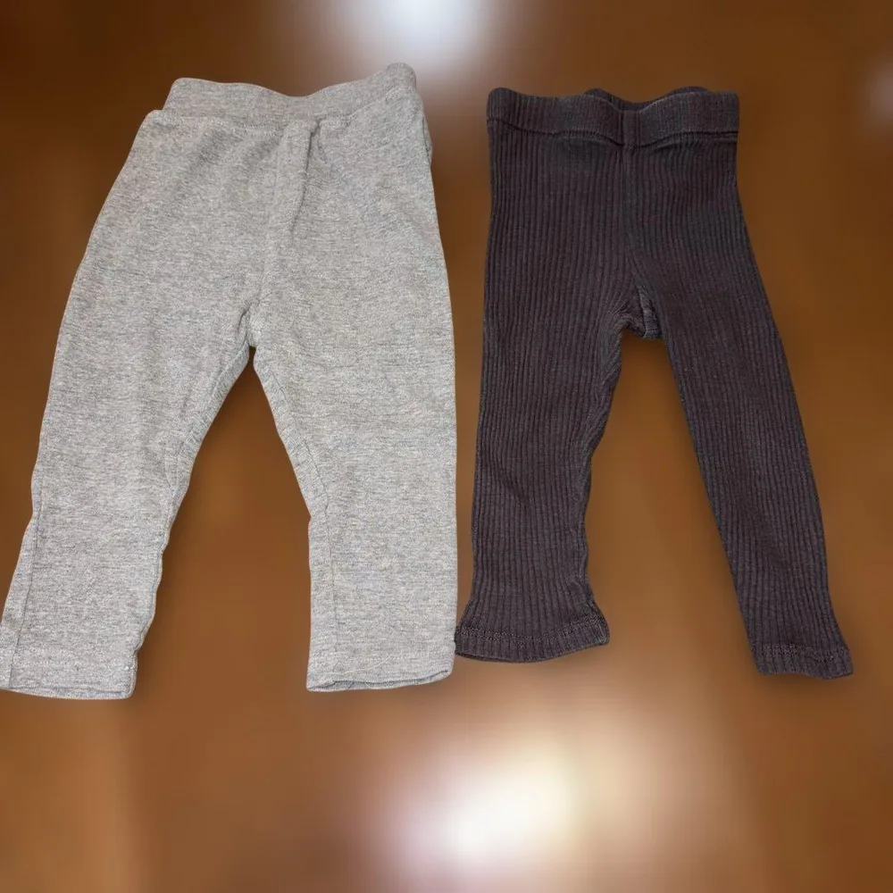 ベビー パンツ 2枚セット グレー リブ