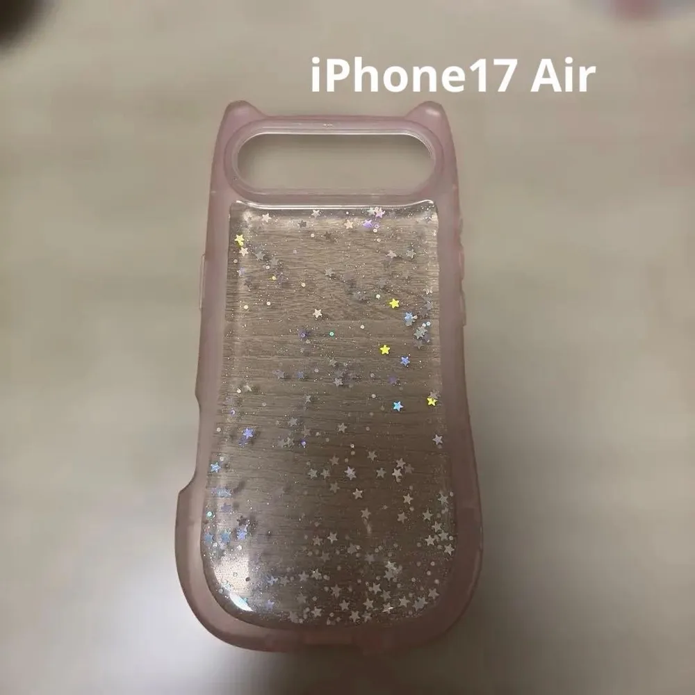 猫耳デザイン iPhone17Air ケース 星型ラメ入り