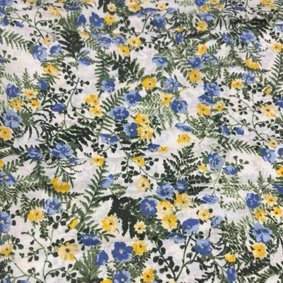 花柄プリント生地 ホワイト系/幅104cm×50cm
