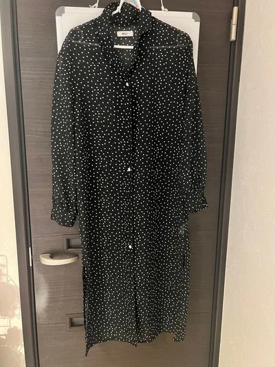 WEGO ドット柄 ロングシャツ ブラック フリーサイズ