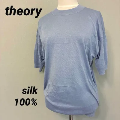 theory セオリー レディース 半袖 リブニット トップス ブルーグレー