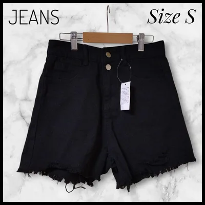 New ♥ Black denim shorts fringe hem ladies