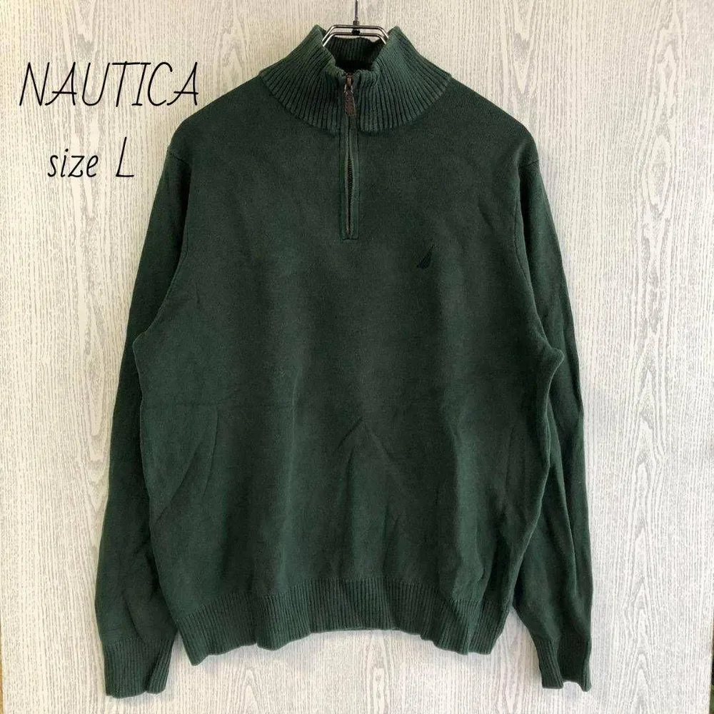 NAUTICA ノーティカ 刺繍 ニット セーター 緑 グリーン L XL