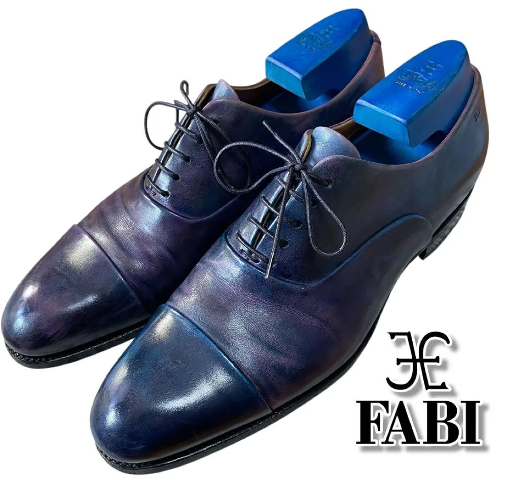【美品】FABI グラデーションブルーパープル ドレスシューズ