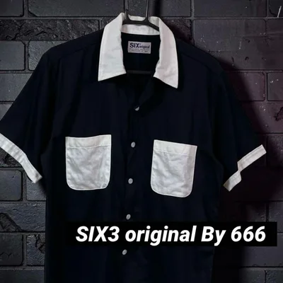 SIX3 original 666 ツートン オープンカラーシャツ M パンク