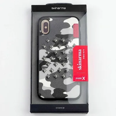 新品 iPhone X XS 保護 強化 ケース シェルケース スタッズ 迷彩