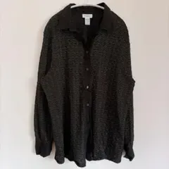 アベニュー シャツ レギュラーカラー 長袖 総柄 ビッグサイズ 黒 女 デート
