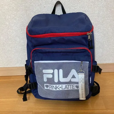 FILA ✖️PINK-LATTE ネイビーリュック メッシュポケット付き