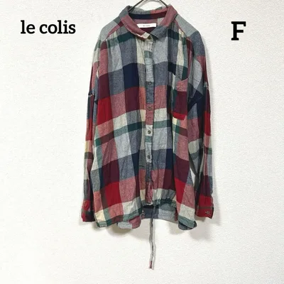 le colis チェック柄 長袖シャツ カジュアル 赤青系